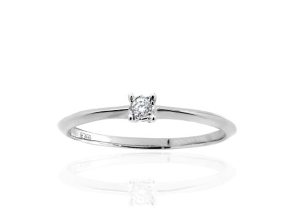 Anello Promesse Donna in Oro bianco Diamante 0.04 Ct SOLB5004 - SOLB5004